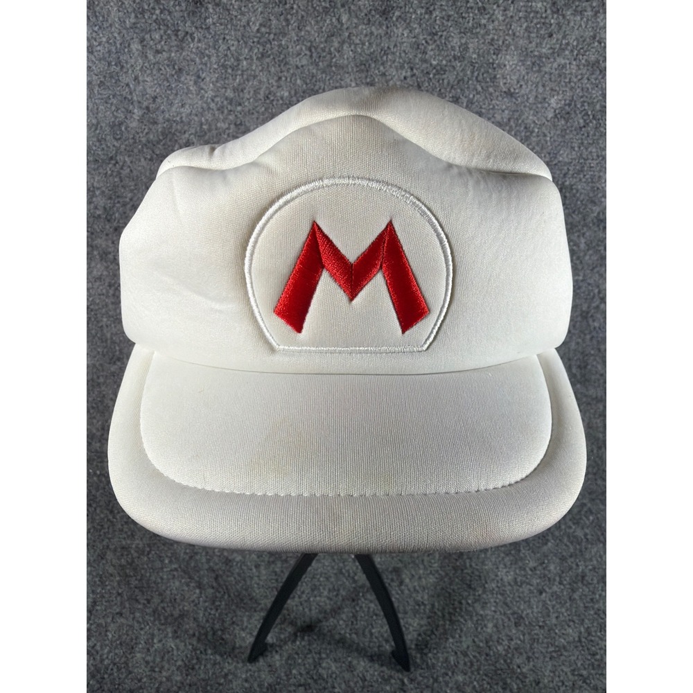 Nintendo Super Mario Bros White Cosplay Hat Red M Logo Padded Cap One Size